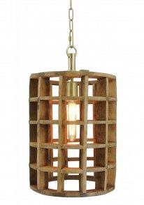 Hanglamp Havanna medium natural wood / brass