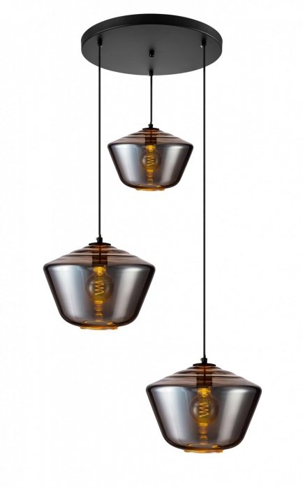 jurk Mooi Score Hanglamp Savoy 3 lights round black + glass Carlton - Toplicht | Toplicht
